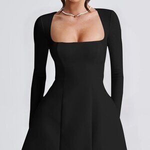 Square Neck Long Sleeve Mini Dress | New Formal Bodycon Dress